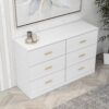 Modern White 6 Drawer Dresser For Bedroom, Ample Storage Wide Chest Of Drawers, Sturdy & Safe - Antique White - Image 5