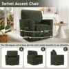360° Swivel Chair Accent Barrel Armchair With Side Pockets, Chenille Upholstery, Compact Size - Green - Image 5