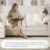 Modular Sectional With Deep And Wide Seat, L Shaped Cloud Couch Set With Double Cushions 4 Seat Sofa With Movable Ottoman Oversized - Cream - Image 7