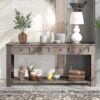 Hearth & Haven Clara - Console Table With Storage Drawers And Bottom Shelf Wash - Gray Wash - Image 4