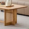 Rubber Wood And Solid Wood Coffee Table Modern Minimalist Rattan Weaving Design, Living Room Balcony, Multifunctional Small Sized Furniture - Natural - Image 6