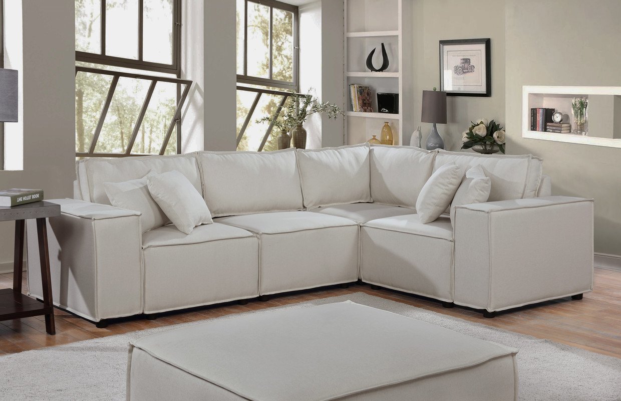 Melrose - Modular Sectional Sofa With Ottoman - Beige Linen - Image 2
