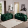 Modern Fabric Living Room Sofa Set, (Set of 2) Sofas With Cushions Corduroy Upholstery - Green - Image 13