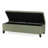 Wendover - Elegant Velvet Tufted Storage Bench With Lift Up Top And Birch Wood Legs - Pale Green - Image 8