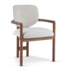 Dining Chairs (Set of 2) Upholstered Arm Chairs, Rubber Wood Accent Chairs Fabric Seating, 300 Lbs Weight Capacity - Beige - Image 7
