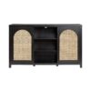 Transitional 2 Door Sideboard With Arched Rattan Panels - Black - Image 2