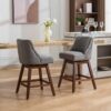 Counter Height Swivel Barstools, 26'' H Seat Height Upholstered Bar Stools (Set of 2), Fabric - Gray - Image 18