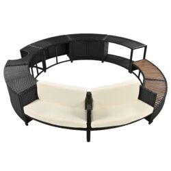 Spa Surround Spa Frame Patio Rattan Sofa Set With Storage Spaces, Mini Sofa And Comfortable Cushion For Patio, Backyard - Beige