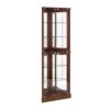 Corner Curio Dispaly Cabinet With Lights, Adjustable Tempered Glass Shelves, Mirrored Back (E26 Light Bulb Not Included) - Walnut - Image 8