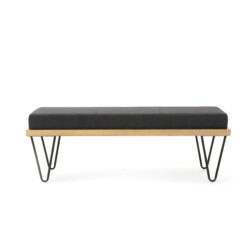 Upholstered Bench With Hairpin Legs - Charcoal Gray