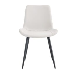 Artificial Dining Chair With Backrest Cushion Metal Legs, Comfort Curved Design, (Set of 6) - White / Black