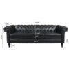 Traditional Square Arm Removable Cushion 3 Seater Sofa - Black - Image 3