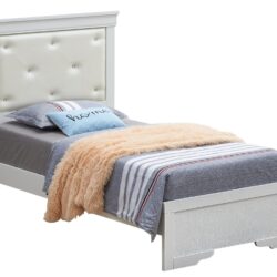 Lorana - Twin Modern Bed - Silver Champagne
