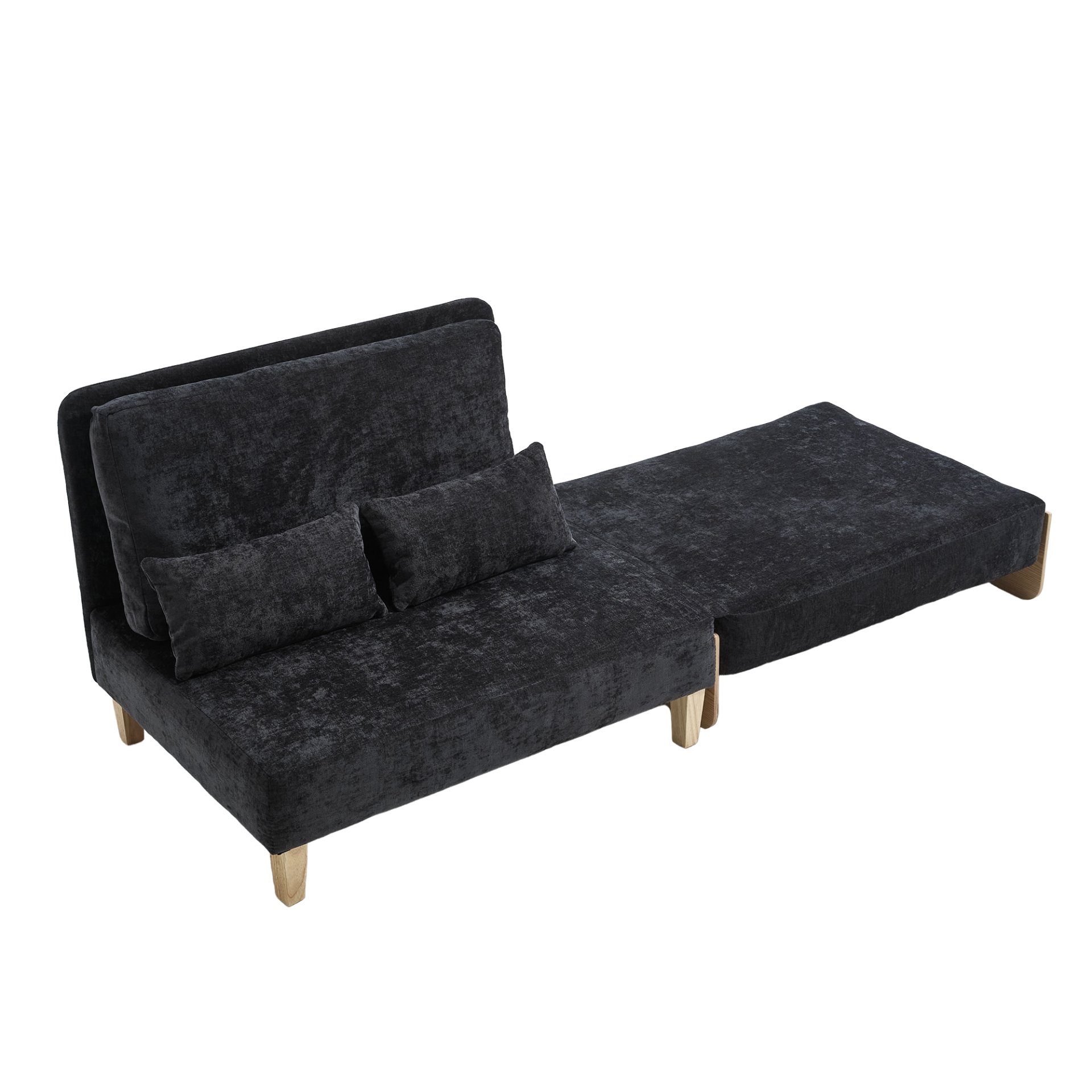 Mid Century Modern Foldable Sofa Bed Recliner, 3 - 1 Convertible Sleeper With 3 Pillows For Small Spaces - Black - Image 23
