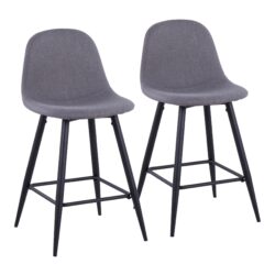 Pebble - Mid-Century Modern Counter Stool (Set of 2) - Black / Charcoal