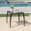 Lunaire - Outdoor Square Cast Aluminum Side Table With Lattice Top And Curved Legs - Bronze - Image 2