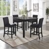Contemporary 5 Piece Counter Height Dining Set With Faux Marble Table And Upholstered Chairs - Black - Image 2