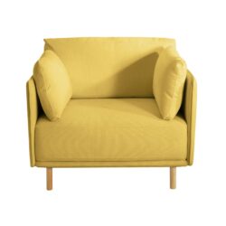 Modern Upholstered Accent Chair With Soft Cushions, Sleek Armrest Design - Yellow