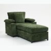Modern Oversized Chair With Ottoman, Chenille Fabric Sofa Bed, Accent Chair Comfy Sofa With Cupholders And USB Charging Ports Chair For Living Room, Bedroom, Apartment - Green - Image 10