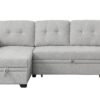 Destiny - Linen Reversible Sleeper Sectional Sofa With Storage Chaise - Light Gray - Image 4