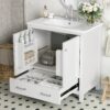 Bathroom Vanity With Single Sink, Combo Cabinet Undermount Sink, Bathroom Storage Cabinet With Two Doors And A Drawer, Soft Closing, Multifunctional Storage, Solid Wood Frame - White - Image 4