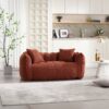 Soft Beanbag Chair With High Resilience Foam Core For Two People, The Comfortable Square Recliner Sofa Is Ideal For Family Members And Friends Engaged In Games, Reading, Watching TV - Red / Brown - Image 4