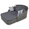 Outdoor Sunbed With Adjustable Canopy, Double Lounge, PE Rattan Daybed Wicker And Cushion - Gray - Image 10