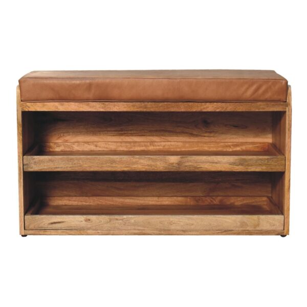 Buffalo - Hide Pull Out Shoe Storage Bench - Oak