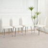 Modern Dining Chair (Set of 4), Cloth Upholstered, Electroplated Metal Legs, Versatile For Home Use - White - Image 4