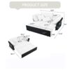 Modern Convertible Sleeper Sofa Bed With Pull Out Queen Design, Side Storage & Thick Cushions Chenille Loveseat For Living Room Or Bedroom 3 In 1 Function - - White - Image 3