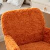 Office Chair, Artificial Rabbit Hair Home Office Chair With Golden Metal Base, Adjustable Desk Chair Swivel Office Chair, Vanity Chair - Orange - Image 11
