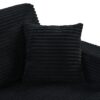 Oversized Loveseat Chaise Lounge Sectional Sofa Bed Corduroy Sleeper Sofa With 2 USB Ports, 2 Cup Holders And 2 Throw Pillows For Living Room And Bedroom - Black - Image 19