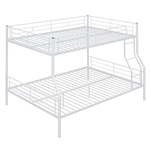 Full Long Over Queen Metal Bunk Bed - White