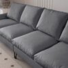 Modern Sectional Technical Leather L-Shaped Sofa Couch With Convertible Ottoman - Dark Gray - Image 6