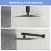 8" Square Rain Shower Head, Ceiling / Wall Mount Stainless Steel Bath Fixture - Matte Black - Image 6