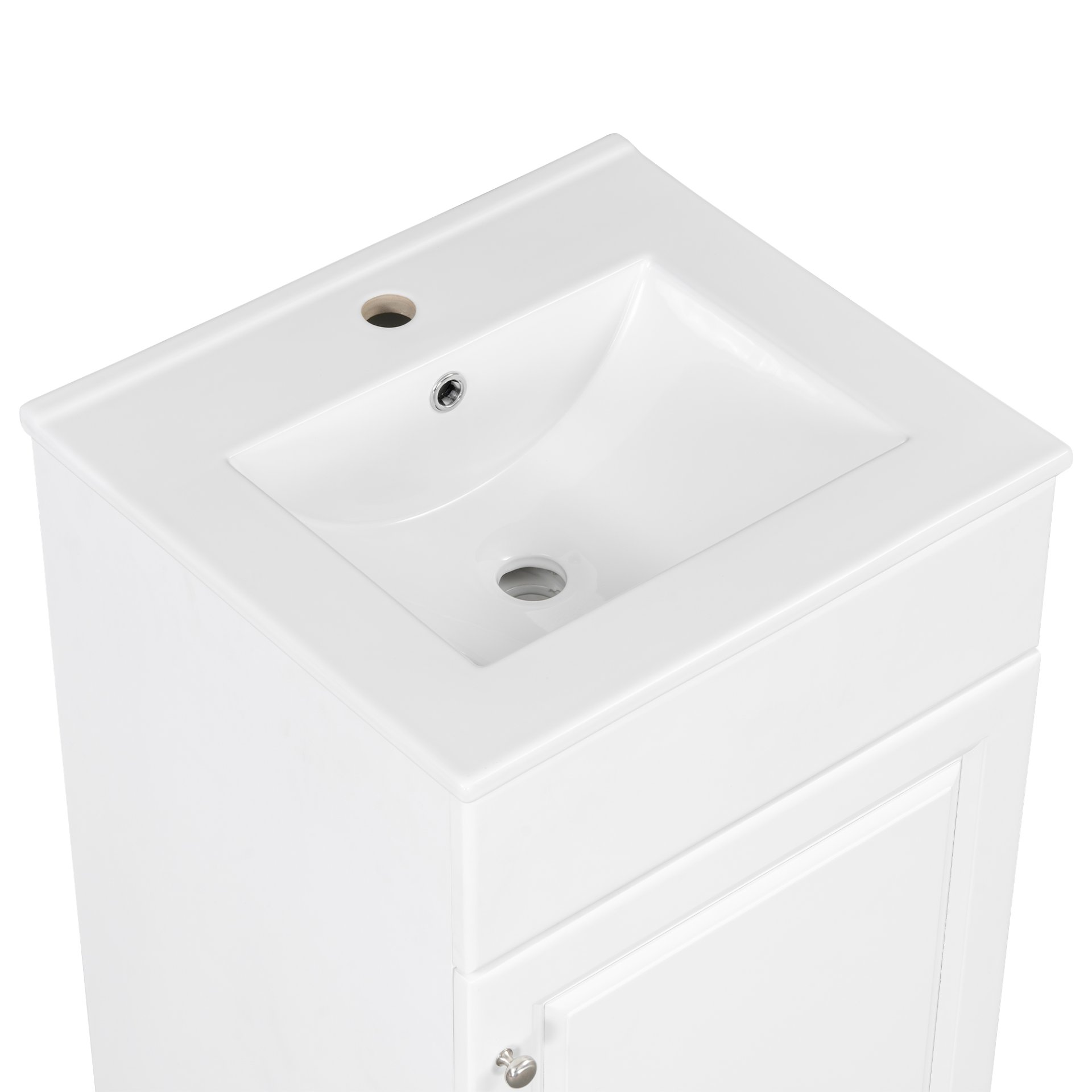 20" Bathroom Vanity With Sink, Freestanding Cabinet With Door Shelf And Adjustable Shelf, And Ceramic Construction - White - Image 21