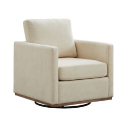 Square Upholstered Swivel Accent Chair With 360 Degree Rotation - Beige