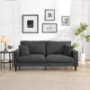 Modern Upholstered 74" High Resilience 3 Seater Sofa, Wooden Frame, Comfy - Dark Gray - Image 2