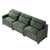 Elegant 3 Seater Sofa With Lumbar Pillow Ergonomic Chenille Upholstery Wooden Base - Green - Image 21
