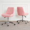 Modern Teddy Velvet Fabric Dining Chair With Golden Electroplated Legs, Soft And Comfortable, Adjustable And Space Saving - Pink - Image 15
