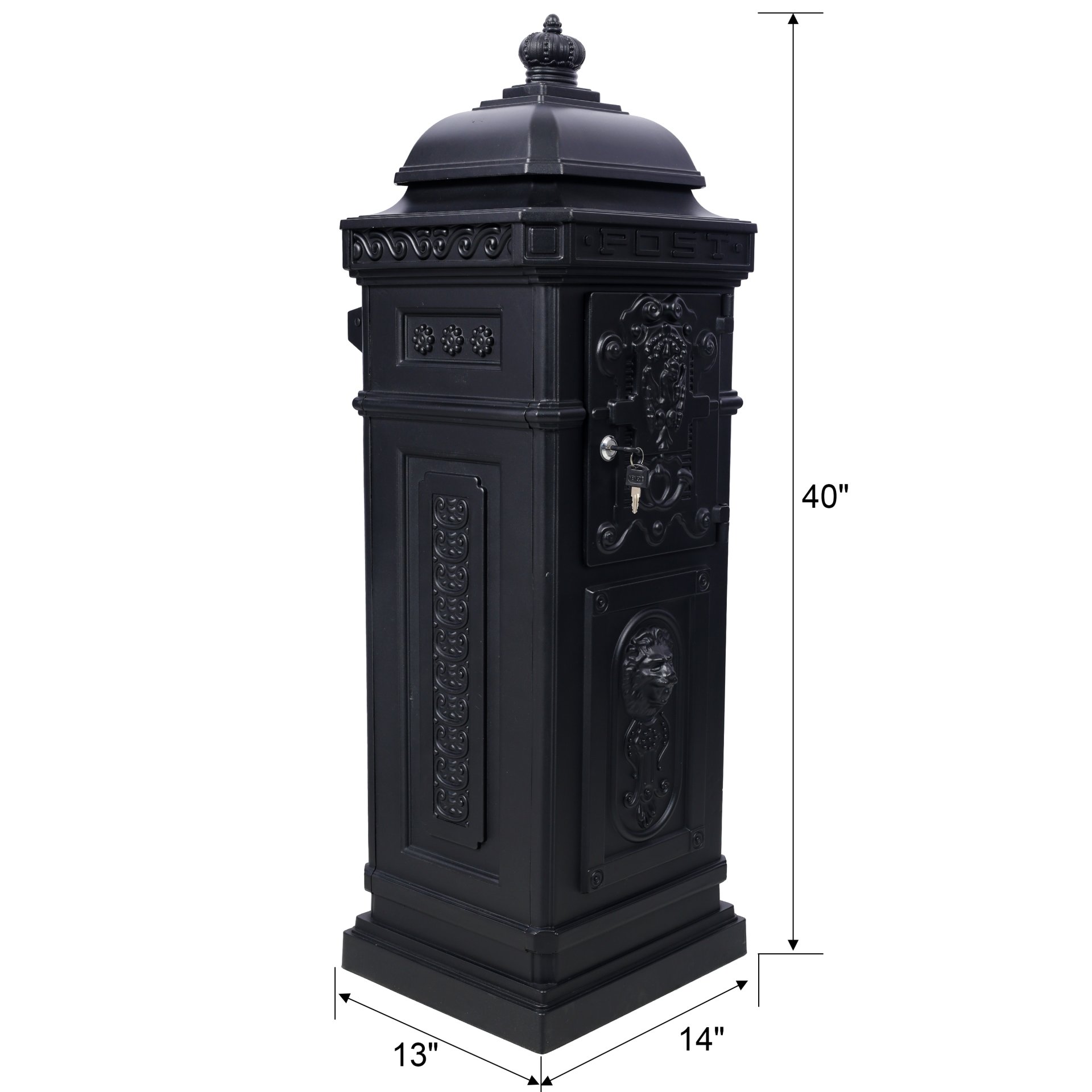 Mailboxs Residential Large Capacity Letter Box Aluminum Outdoor Rainproof Postbox Statue - Black - Image 3