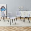 Comfortable Linen Cotton Dining Chair Set 4 Pieces - Light Gray - Image 5