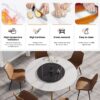 59.05" Modern Artificial Stone Round Golden Metal Dining Table, Can Accommodate 6 People Artificial Stone Turntable - White / Black - Image 6