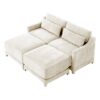 Elegant Chenille 2 Seater Sofa With Ottomans And Lumbar Pillows - Beige - Image 21