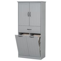 Stylish Bathroom Storage Cabinet With 2 Laundry Baskets - Gray