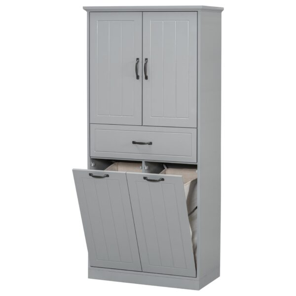 Stylish Bathroom Storage Cabinet With 2 Laundry Baskets - Gray