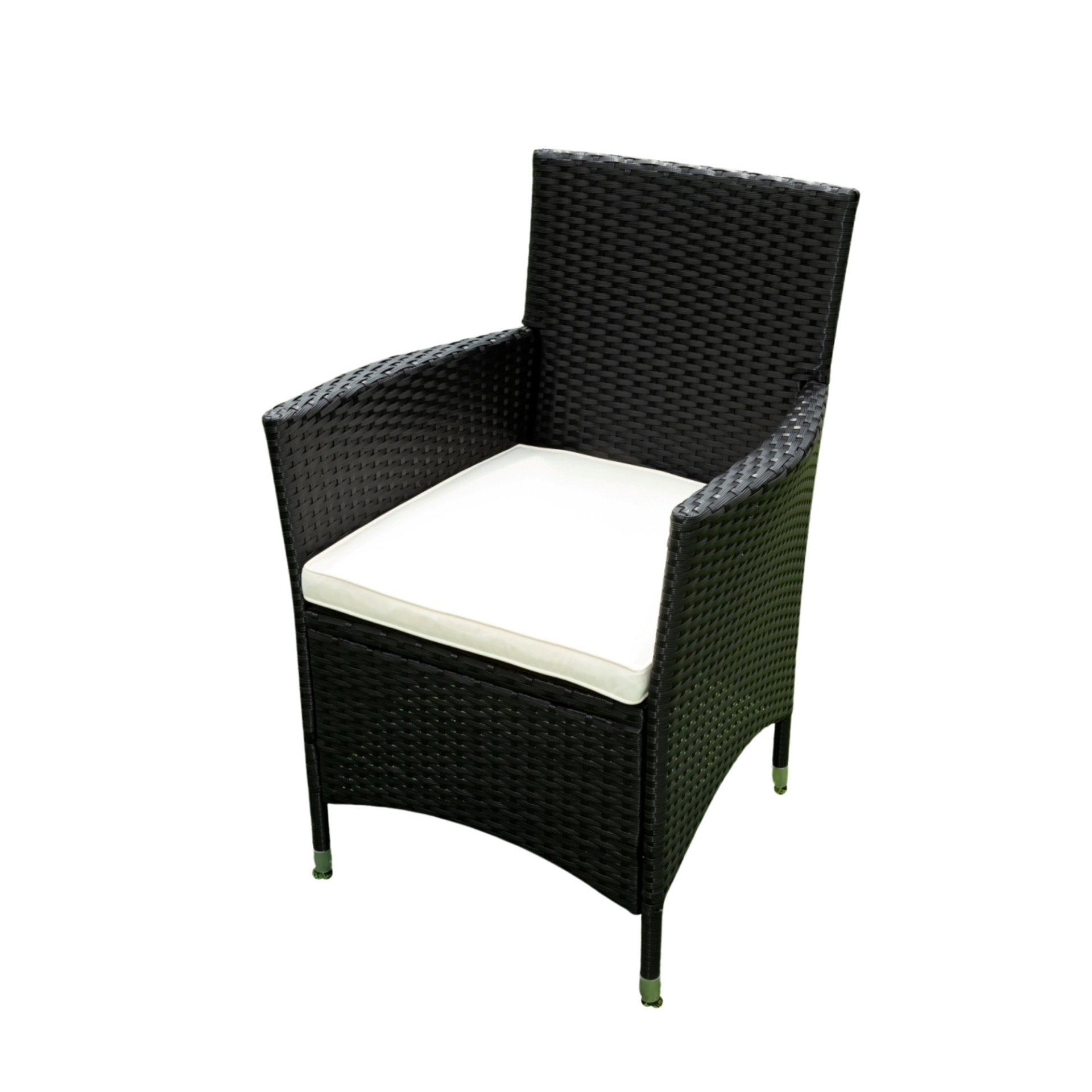 5 Piece Outdoor Patio Wicker Dining Set Patio Wicker Furniture Dining Set With Top - Black / Creme - Image 16