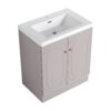 Modern Freestanding Bathroom Vanity With White Resin Sink & Soft Close Doors - Khaki - Image 11