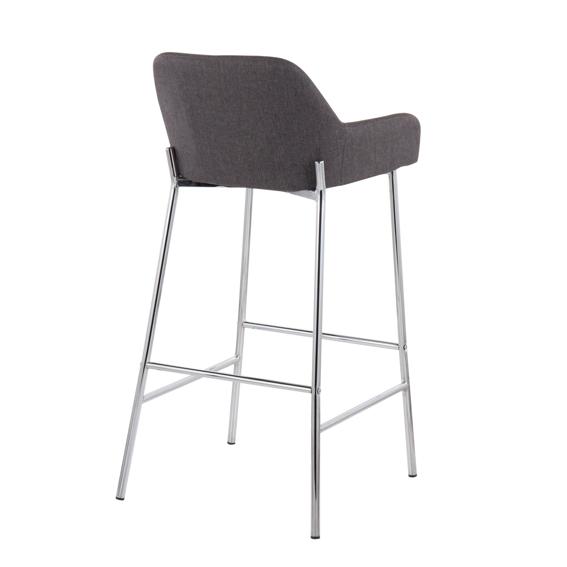 Daniella - Contemporary Fixed Height Bar Stool (Set of 2) - Chrome / Charcoal - Image 4
