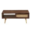 Rattan Coffee Table Sliding Door For Storage Legs Modern Table For Living Room - Walnut - Image 14